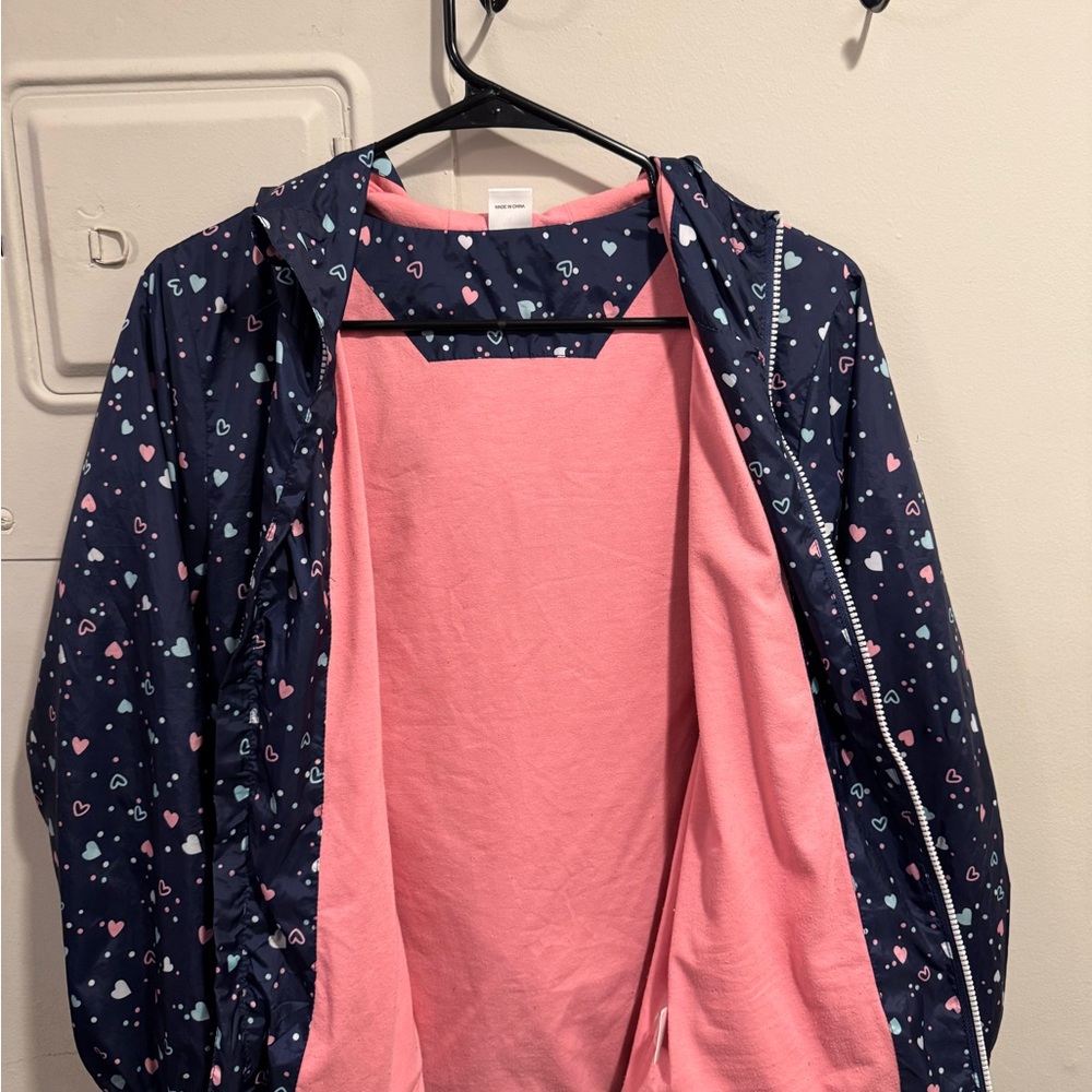 Heart Patterned Navy RainJacket - Picture 3 of 5